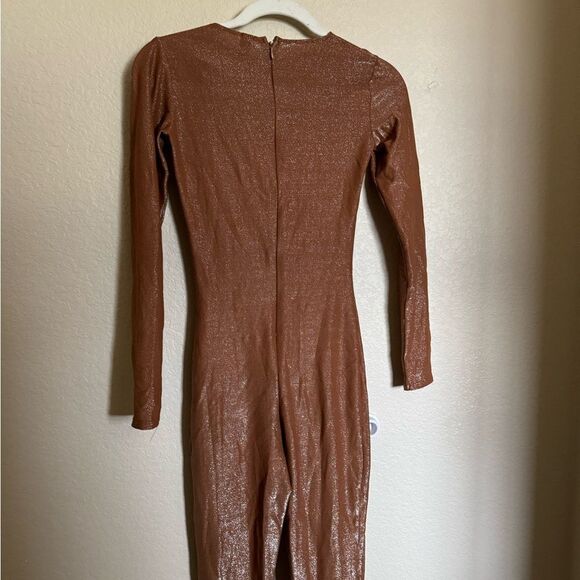 SKIMS Shimmer Glitter Catsuit Onesie Size Small in Umber Long Sleeve - Picture 9 of 10